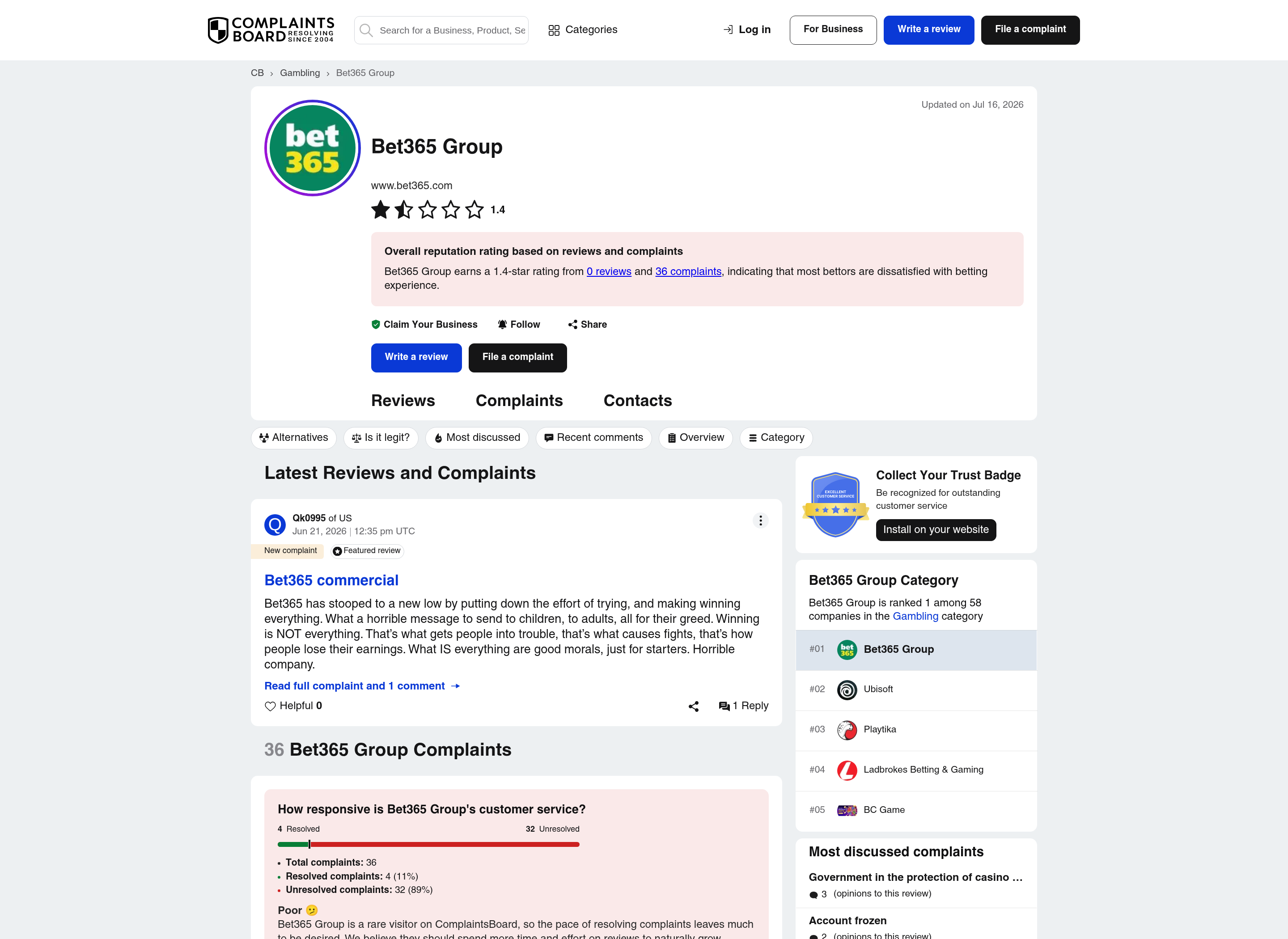 Captura contextual de reclamos de usuarios asociados a Bet365