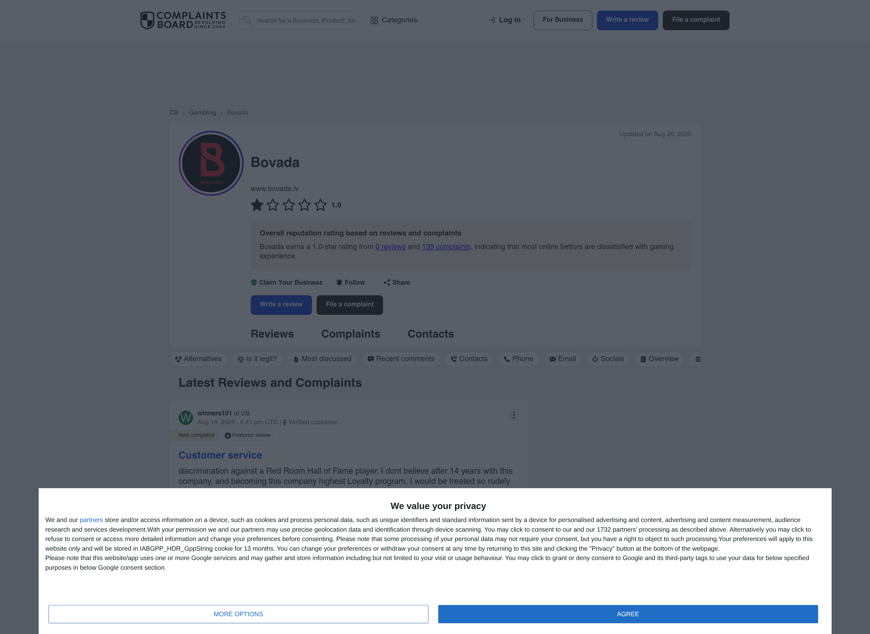Captura de material contextual de usuarios asociado a Bovada