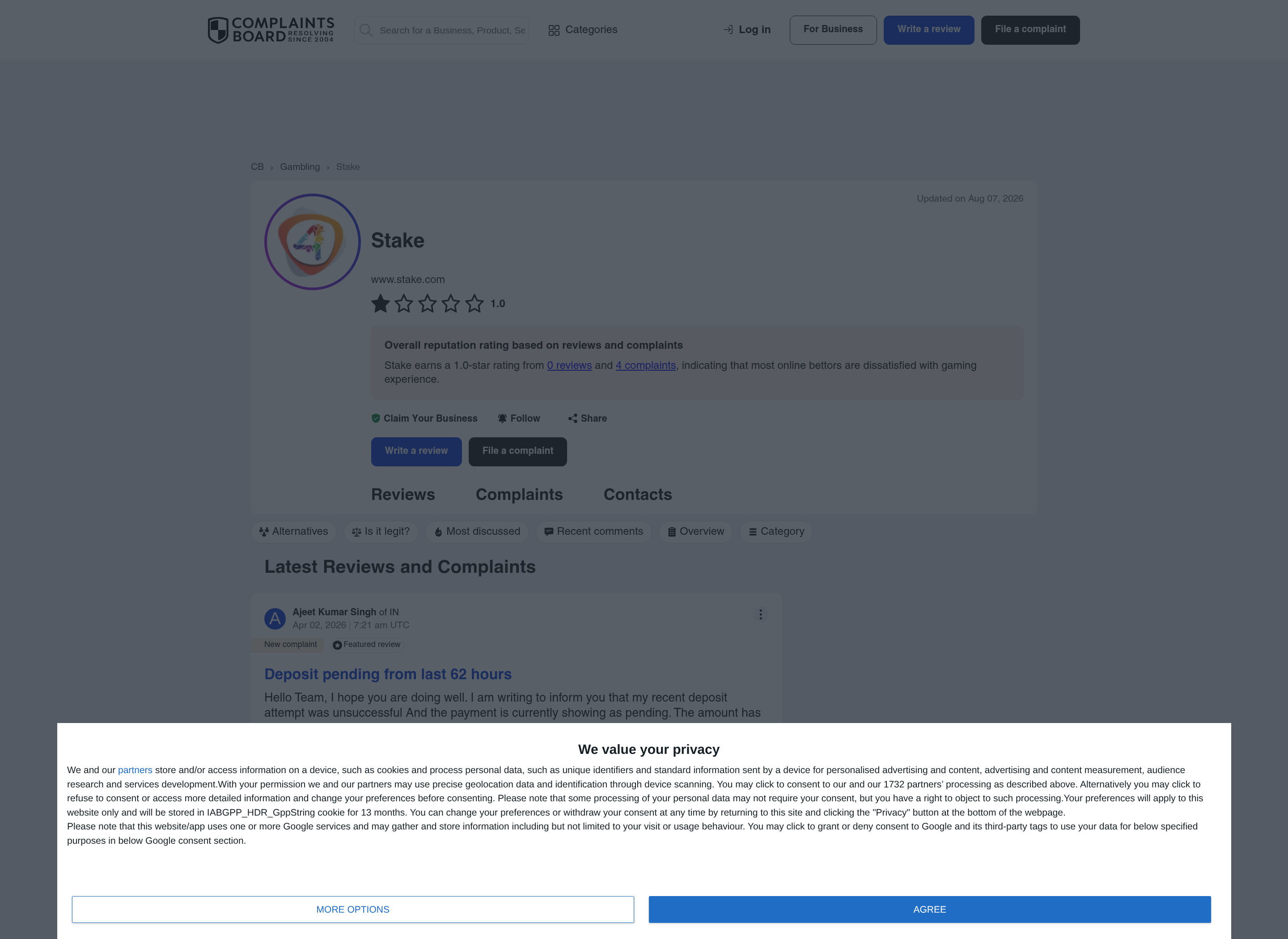 Captura de material contextual asociado a Stake