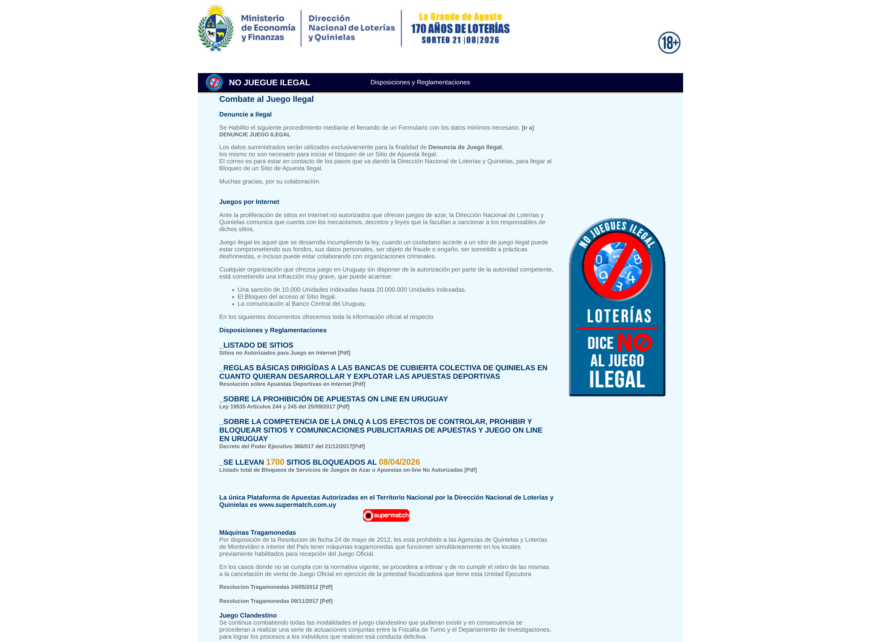 Captura suministrada del registro de la DNLQ que identifica la plataforma autorizada