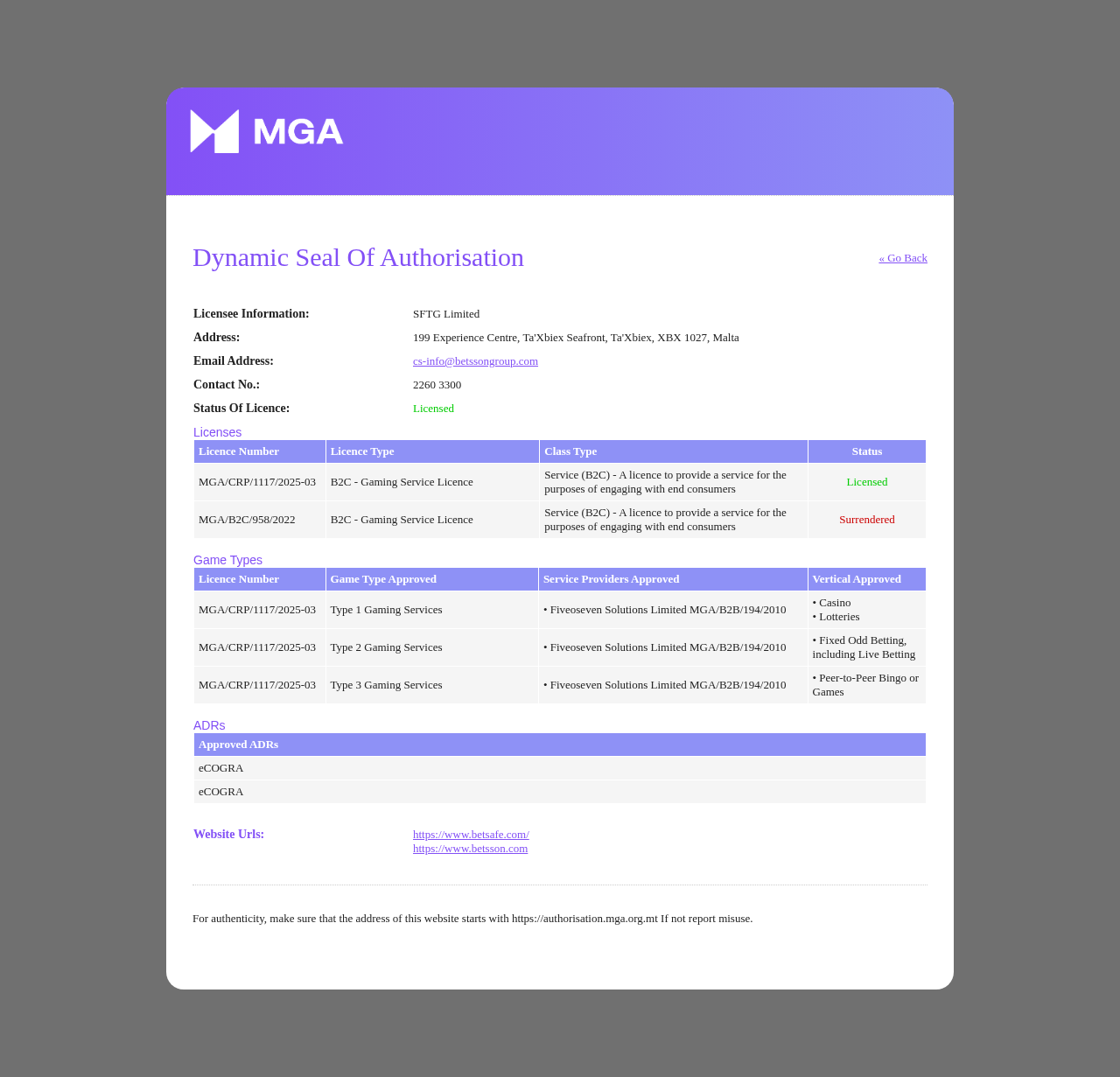 Captura archivada de fuente relacionada con Betsafe