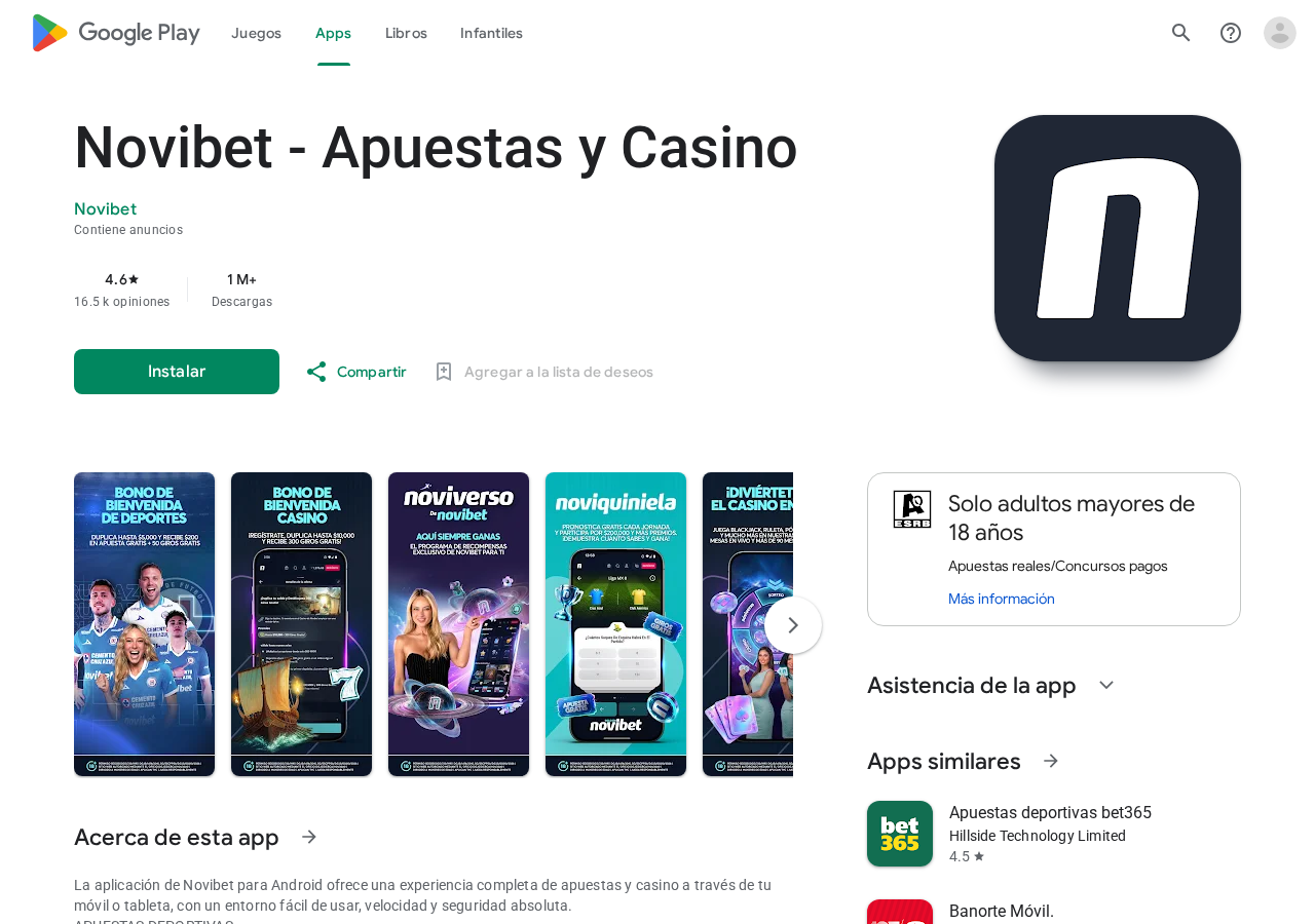 Captura auténtica de fuente sobre Novibet